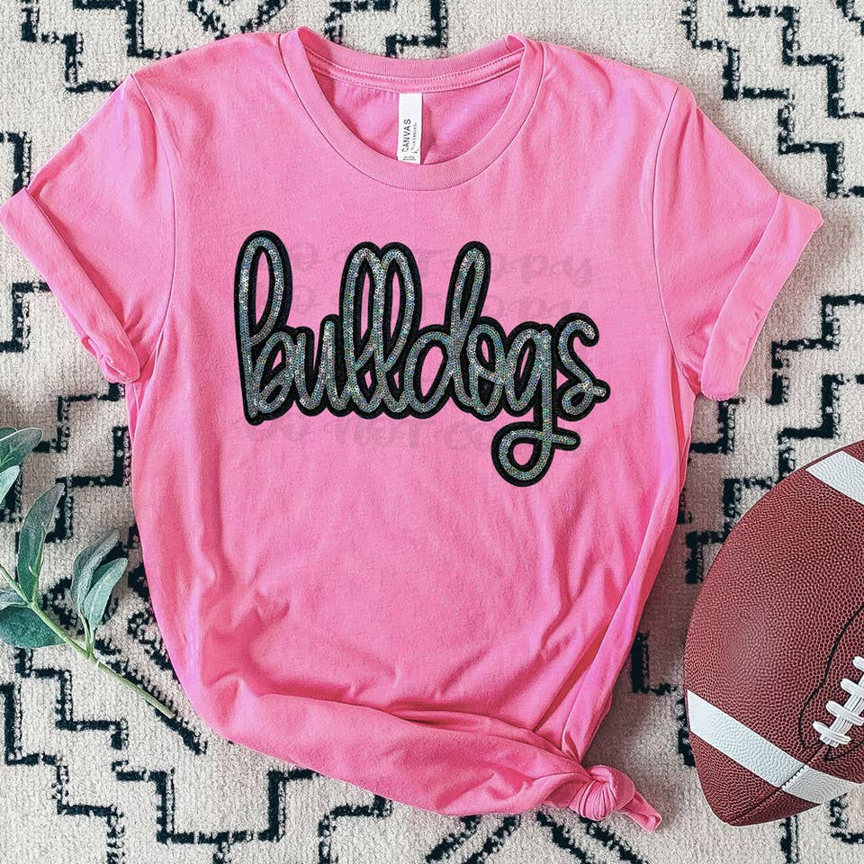 Trendy Transfers – wholesale Sublimatöverföring – Bulldogs Faux Sequin Patch DTF Värmeöverföring0