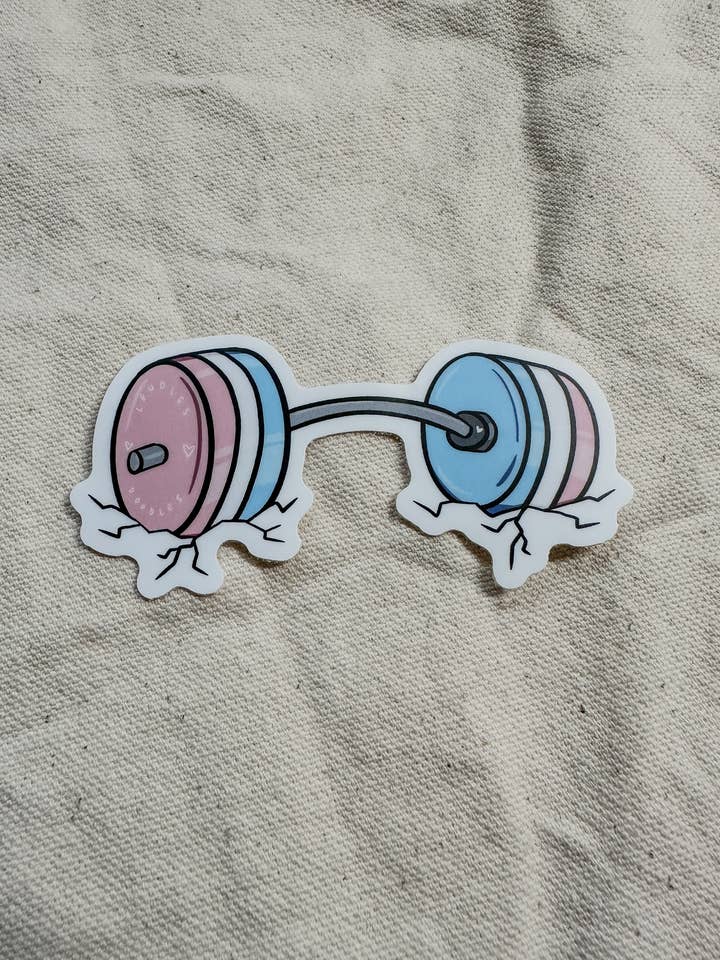 Transgender Subtle Pride Barbell Sticker (Matte) for wholesale by LeudlesDoodles