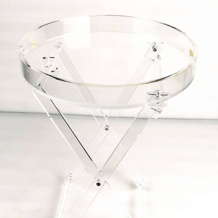 DesignStyles Home - Wholesale Side table - Simply Brilliant Foldable Acrylic Round Table with Handles