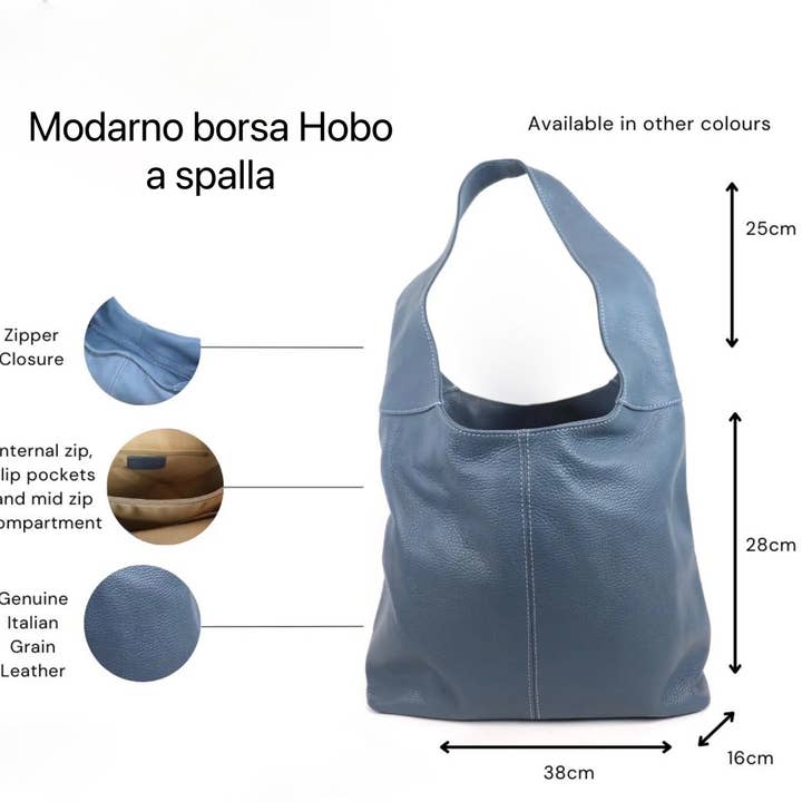 MODARNO - Wholesale Shoulder bag – women's - Modarno Hobo Shoulder Bag in Genuine Dollar Leather Made In Italy 38x16x28 cm2