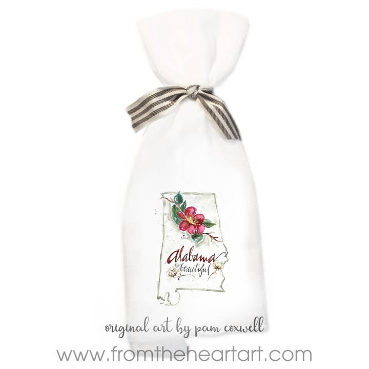 Alabama Flour Sack Towel for wholesale by From The Heart Art