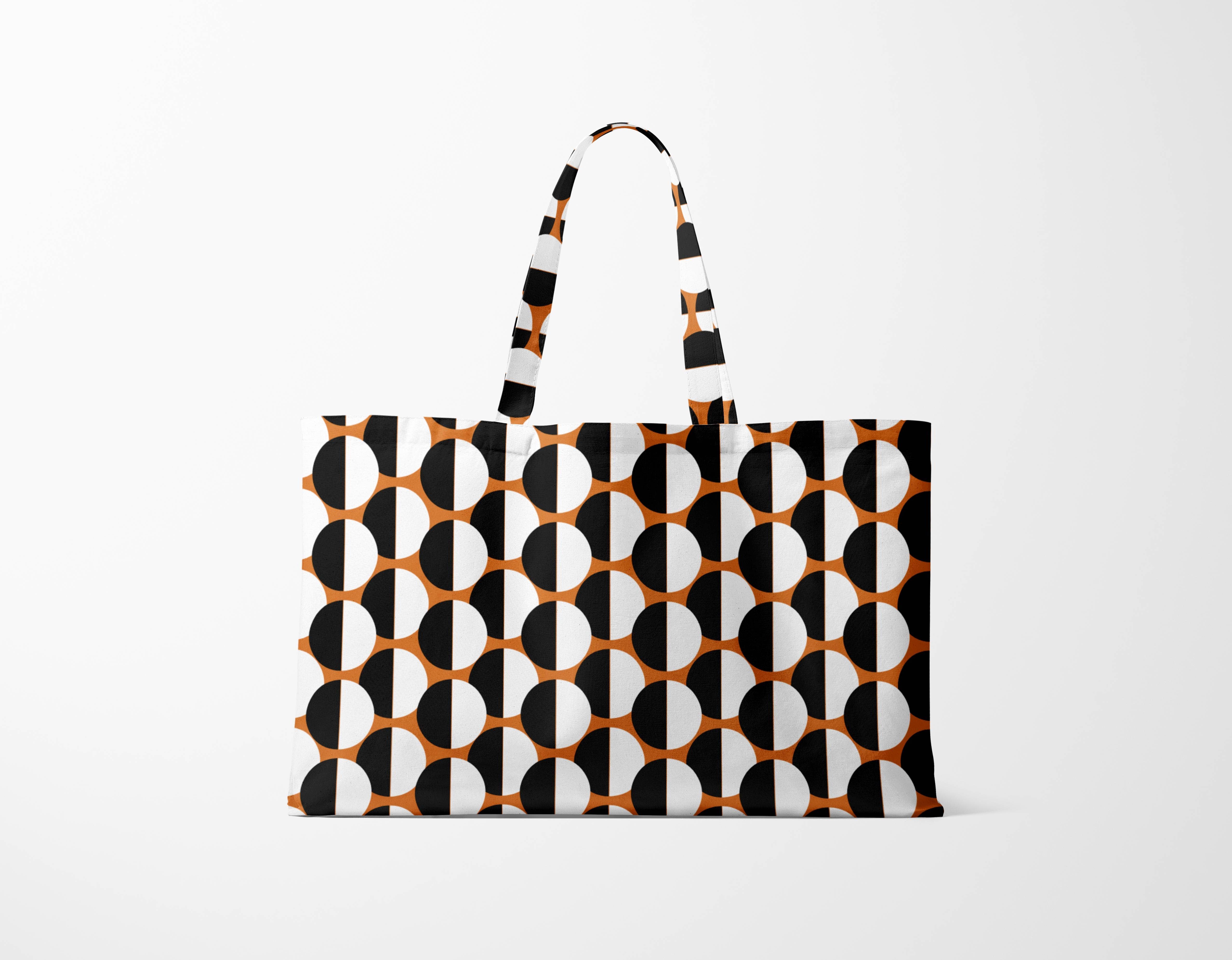 Aaliyah Makoni - Wholesale Tote Bag - Women's - Brown dots large cotton canvas tote bag 0