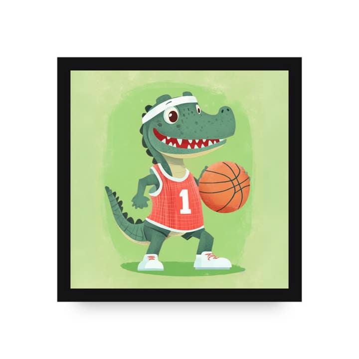 Al the Dunking Alligator Framed Canvas by DLJ for wholesale by Dancing Littles Jungle