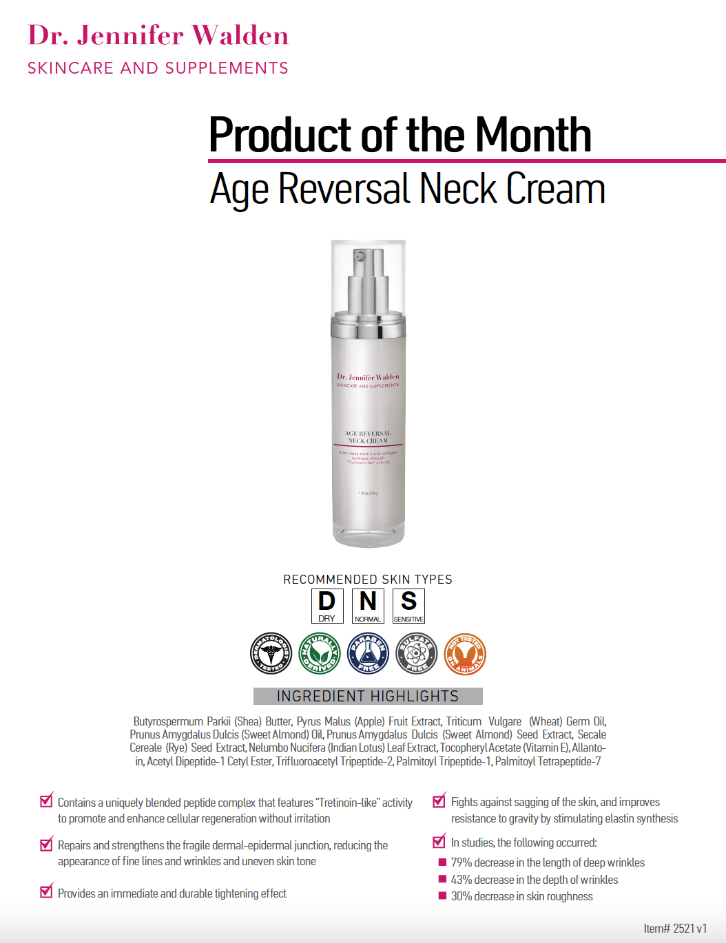 Dr. Jennifer Walden Skincare & Supplements - Wholesale Anti-Aging Moisturizer - Age Reversal Neck Cream3