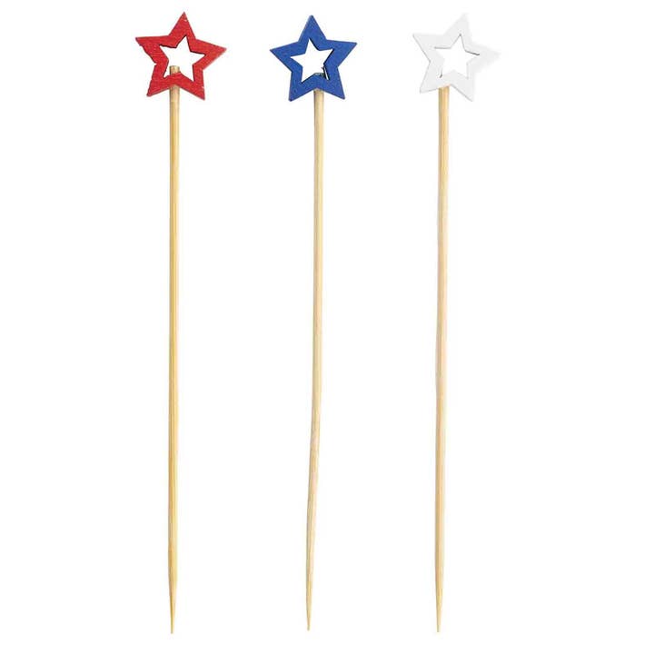 TableCraft Products Company - Wholesale Cake/Cupcake Topper - 4.5" Decorative Picks (Stars Red White Blue), Pack of 100