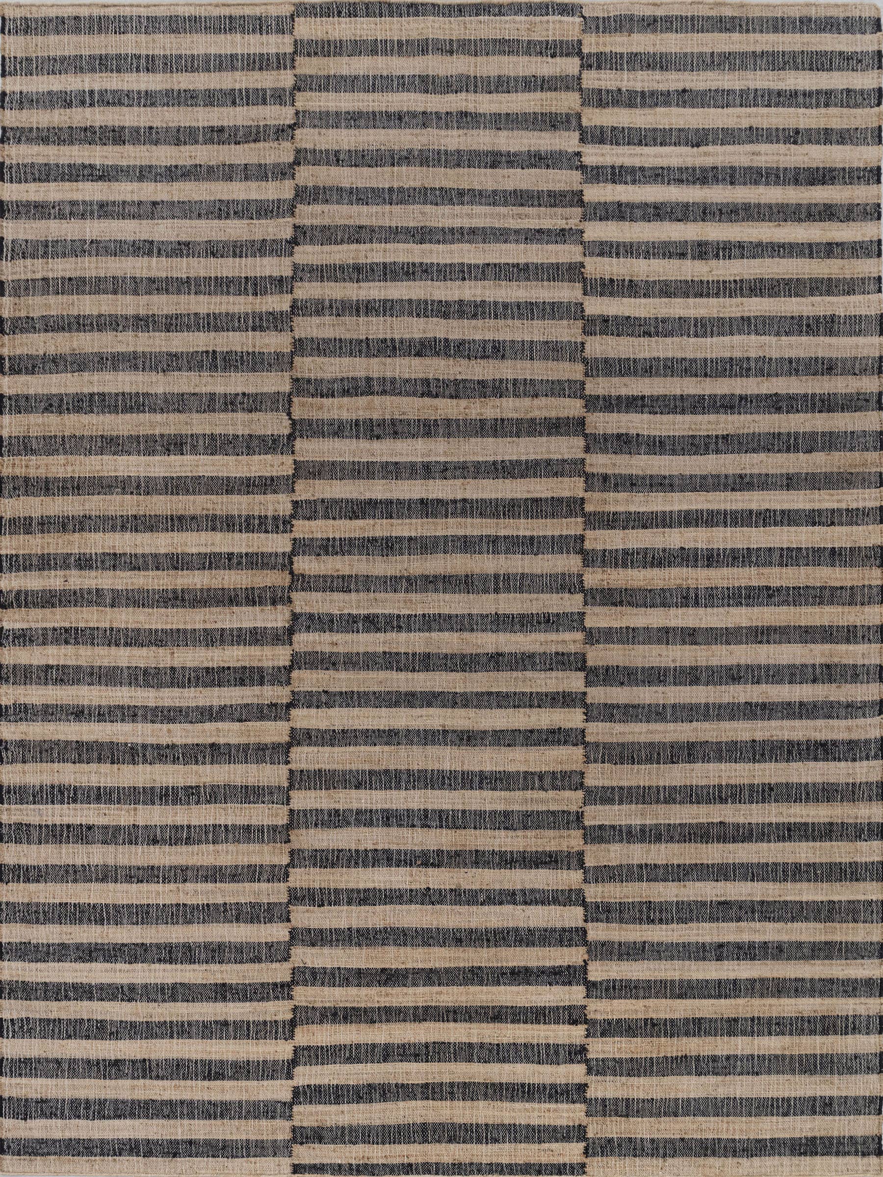 Aesthetic Homes LLC - Wholesale Area Rug - Natural Jute Black HandWoven Geometric Boho Modern Rug TN-591