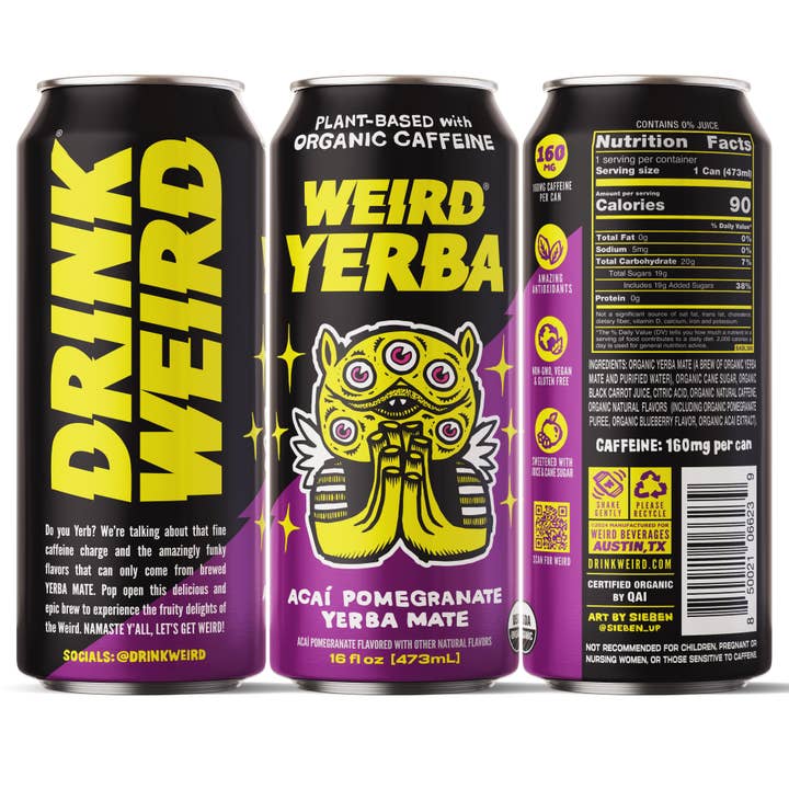 Weird Beverages - Wholesale Sports/Energy Drink - Organic Acai Pomegranate Yerba Mate 12pk of 16oz Cans6
