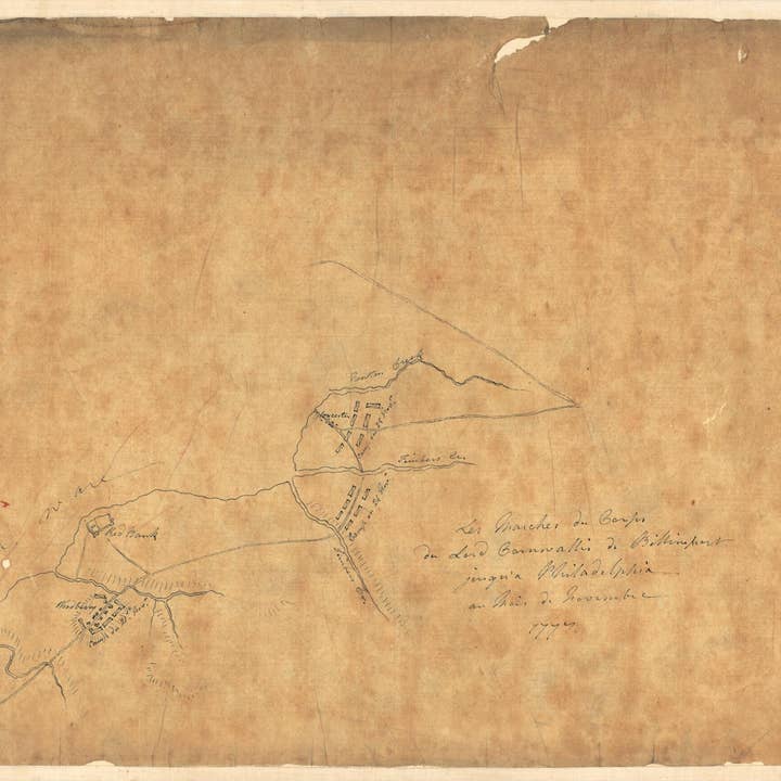 Relic Map Co. - Wholesale Map - Les Marches Du Corps Du Lord Cornwallis De Billinsport Jusqu'a Philadelphia Au Mois De Novembre, 1777