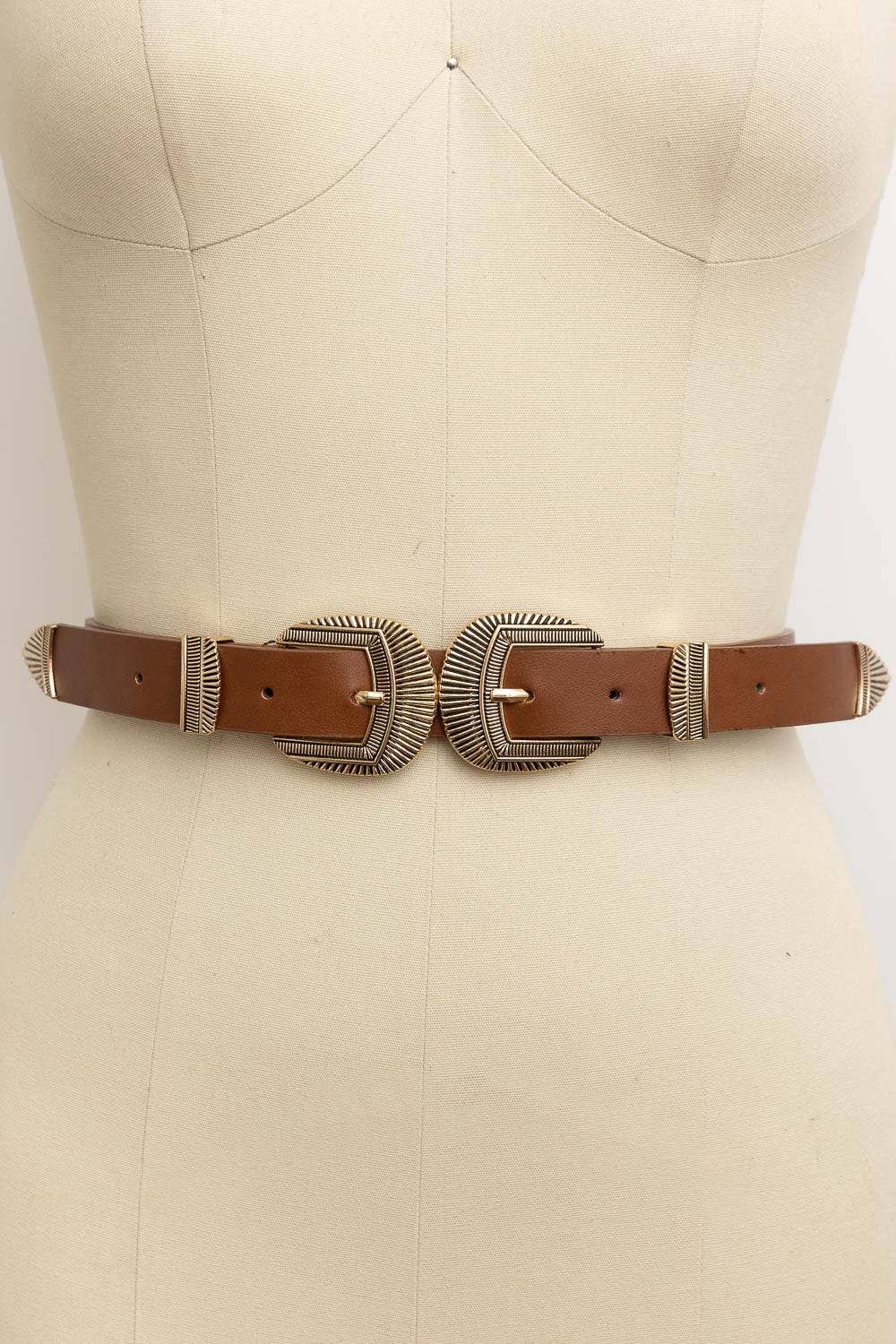 Leto Accessories - Wholesale Riem - Dames - Bestseller! - Riem van imitatieleer met dubbele gesp in westerse stijl2