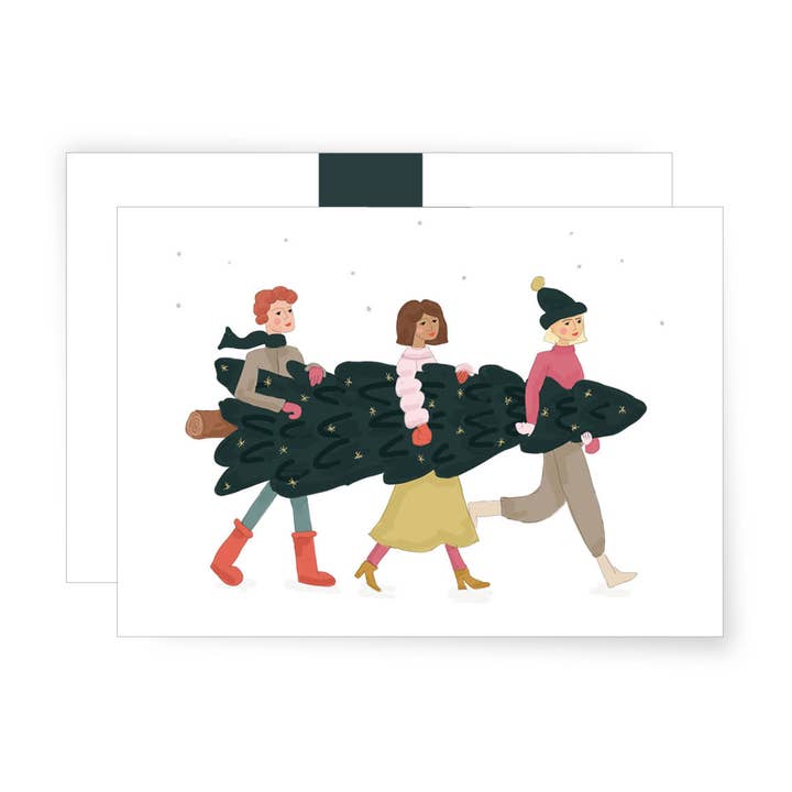 Drie met een kerstboom | Vouwkaart voor wholesale door MIAO Papeterie
