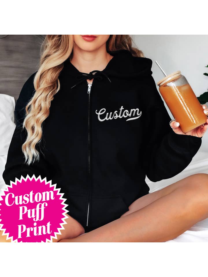 Nobullwoman Apparel - Wholesale Hoodie - Unisex - CUSTOM Small Business PUFF Print Unisex ZIPPER HOODIE