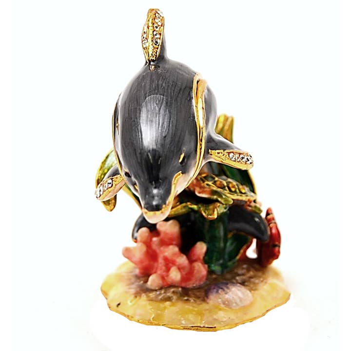 Ciel Collectables - Wholesale Jewelry Box/Organizer - Dolphin on Branch Trinket Box. Hand Painted Enamel1