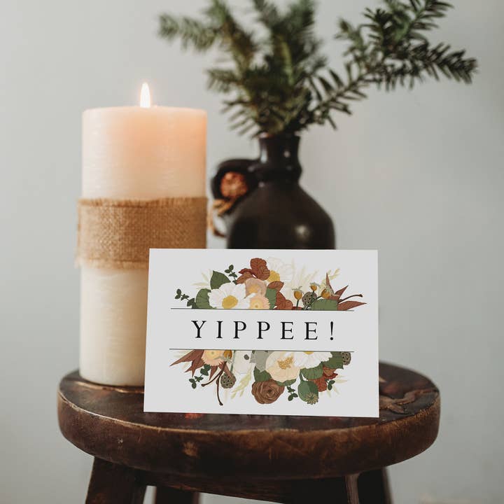 Wildwood Paper – wholesale Birthday card – Yippee! Autumnal Floral Birthday Celebration Card1