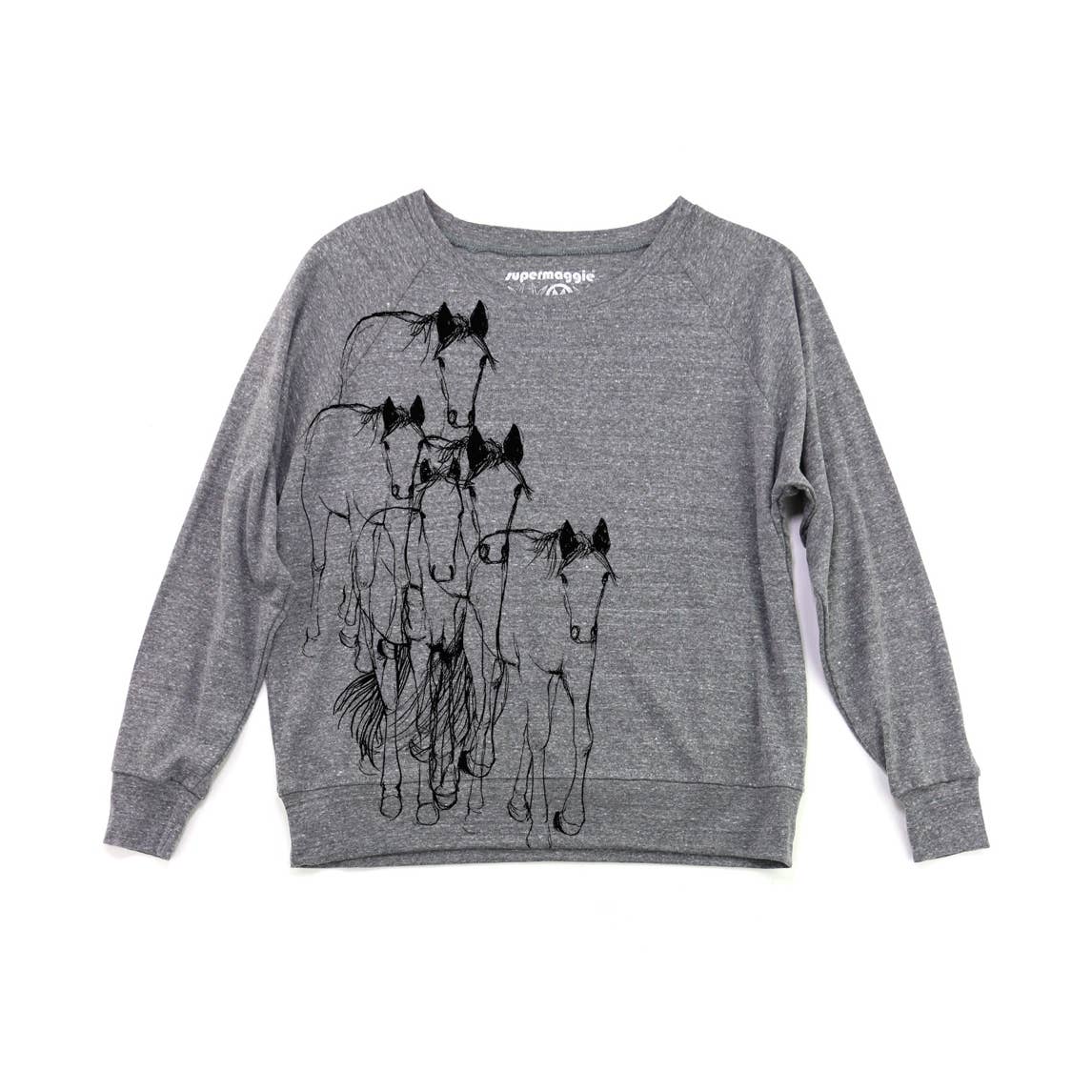 Supermaggie @ Faire - Wholesale Graphic Sweatshirt - Women's - Horses Pia Tri Blend Pullover3