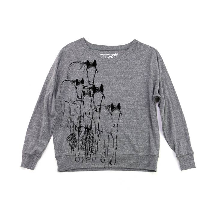 Supermaggie @ Faire - Wholesale Graphic Sweatshirt - Women's - Horses Pia Tri Blend Pullover3