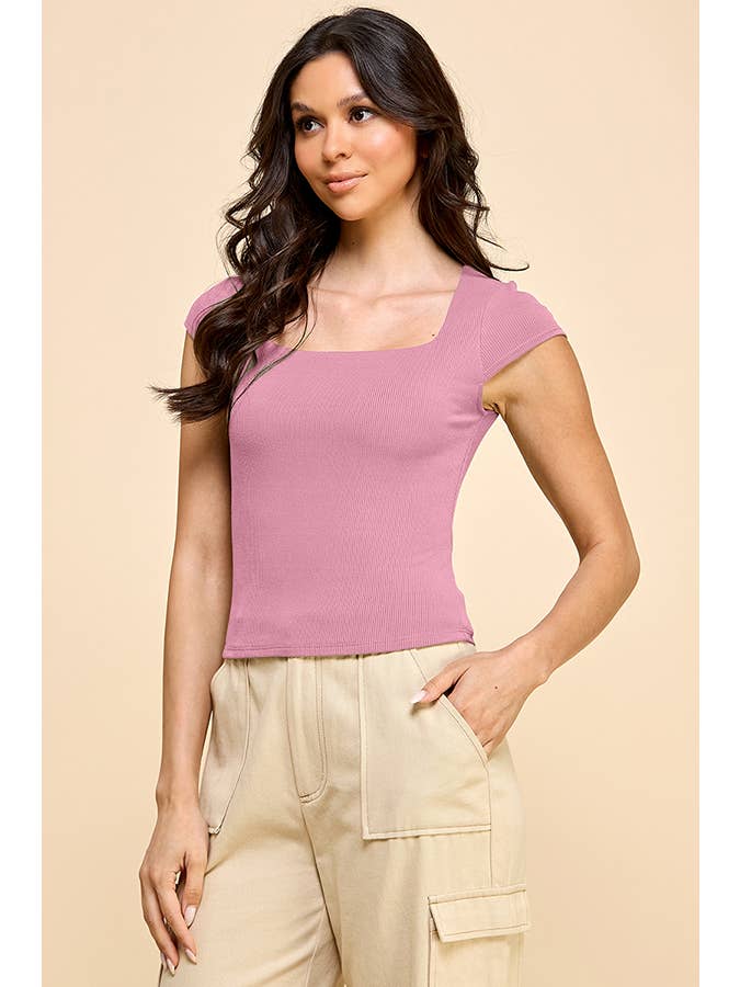 Heart & Hips - Wholesale Knit Top - Women's - RT53905A - DOUBLE LINED SQUARE NECK TOP13