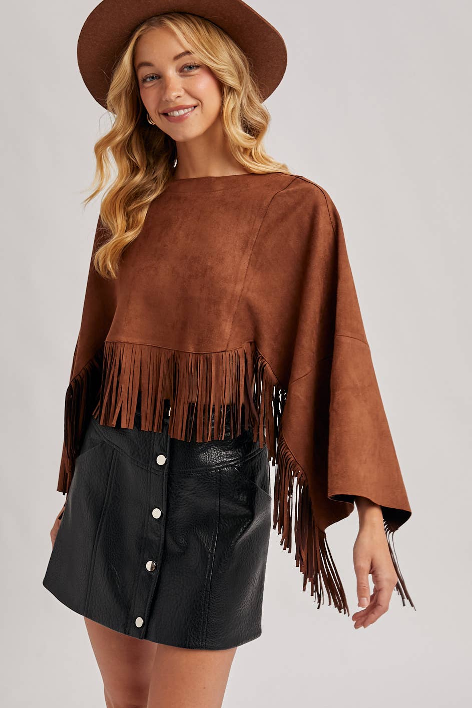 Bluivy - Wholesale Poncho - Women's - WESTERN BOHEMIAN SUEDE FRINGE CAPE13