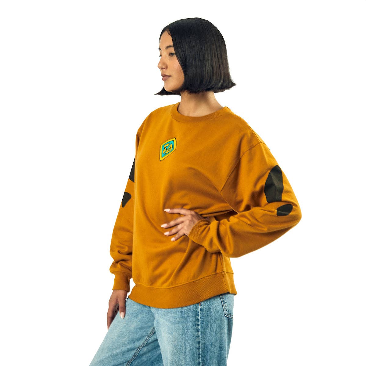Bioworld Merchandising - Wholesale Graphic Sweatshirt - Women's - Scooby Doo Dog Tag & Spots Women's Brown Crew Neck Long Sleeve Oversized Fleece Sweatshirt4