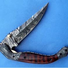 HTK Damascus Knife Custom Handmade Folder Pocket Knife for wholesale by HomeTown Knives.