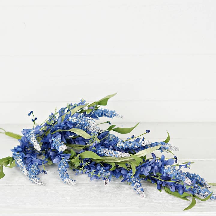 Impressive Enterprises, Inc. - Wholesale Artificial Flowers - 35603-28inL Teardrop-Blue Bonnet Flower with Heather