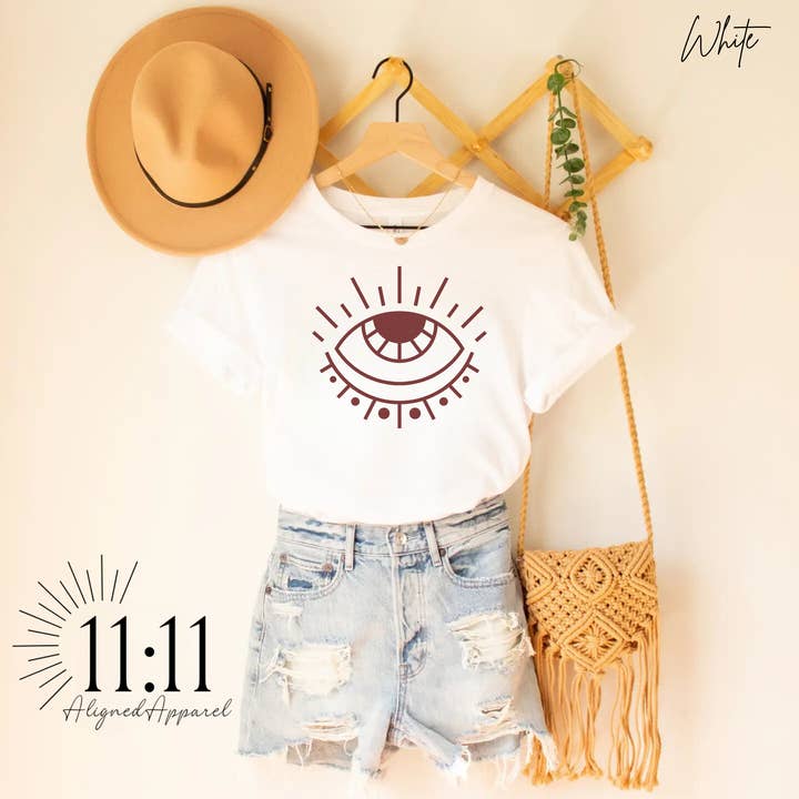 11:11AlignedApparel - Wholesale Screen Printed T-Shirt - Women's - The Evil Eye Tee