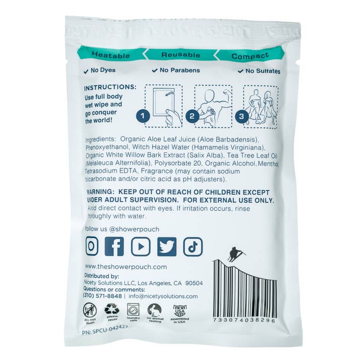 Shower Pouch - Wholesale Face & Body Wipes - 2' x 1' Gigantic Body Wipes - Cucumber1