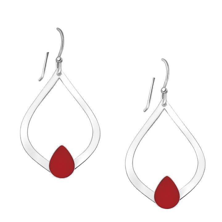 Pendientes de plata de ley con forma de gota abierta con alambre esmaltado para venta al por mayor de Kate Carr / PureNY Jewelry LLC