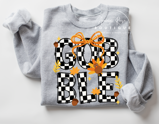 Trendy Chic Apparel LLC - Wholesale Graphic Sweatshirt - Women's - Gobble Checkered Sweatshirts & T-Shirts 2
