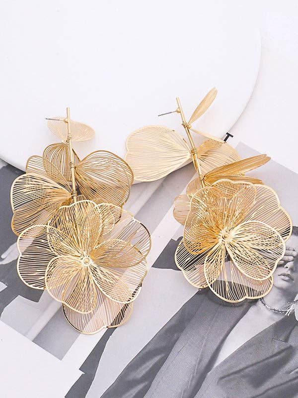 UZ Wholesale Store - Wholesale Dangle Earrings - Solid Color Three-Dimensional Flower Drop Earrings4