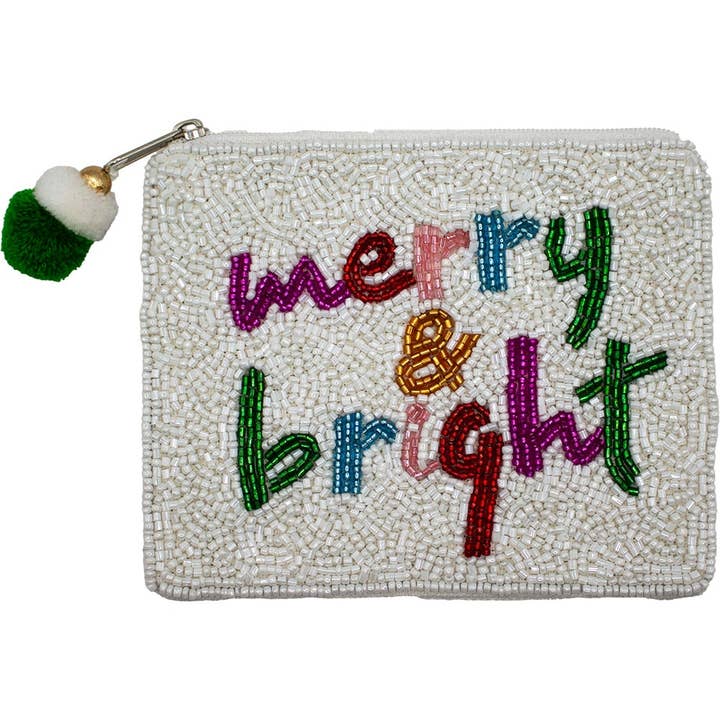 Merry and Bright Beaded Coin Pouch for wholesale by Pizzazz, Inc.