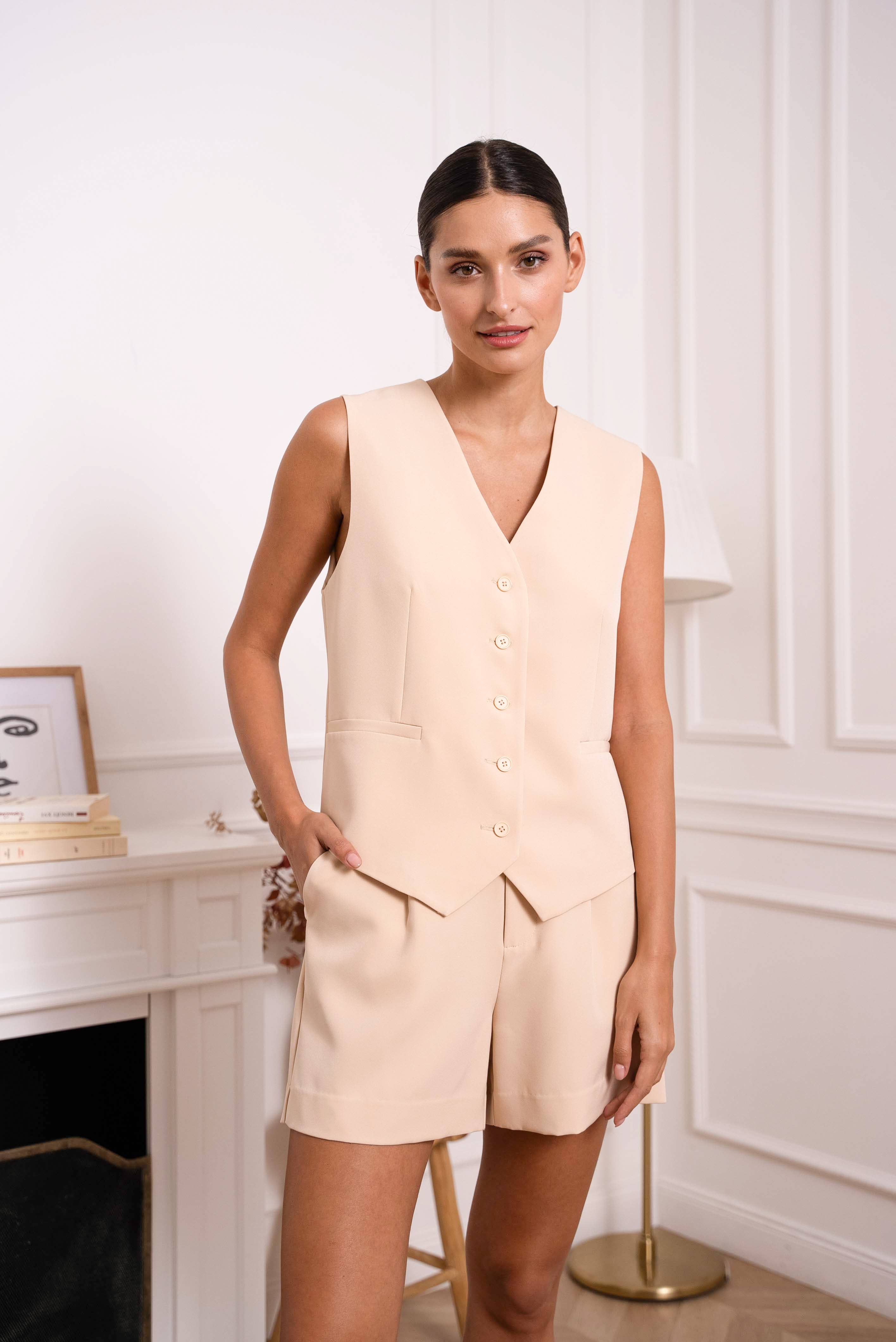 Attentif Paris - Wholesale Suit Vest - Women's - [Timeless] Solid Sleeveless Tailored Vest7
