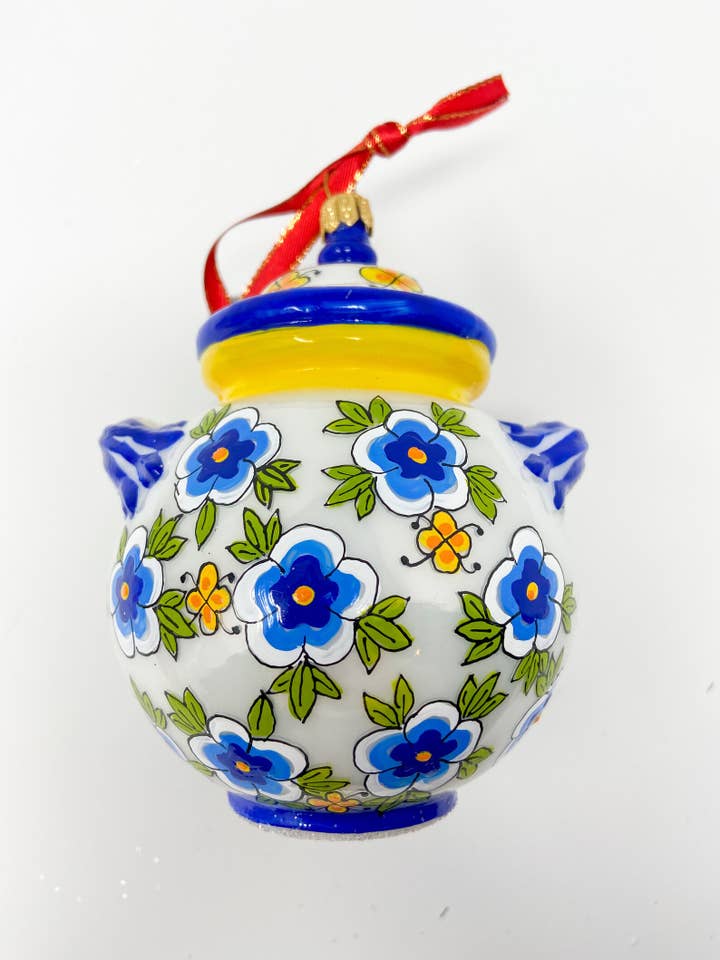 Jarre à biscuits italienne, décoration de Noël en verre polonais P pour la vente par Kenzies of London