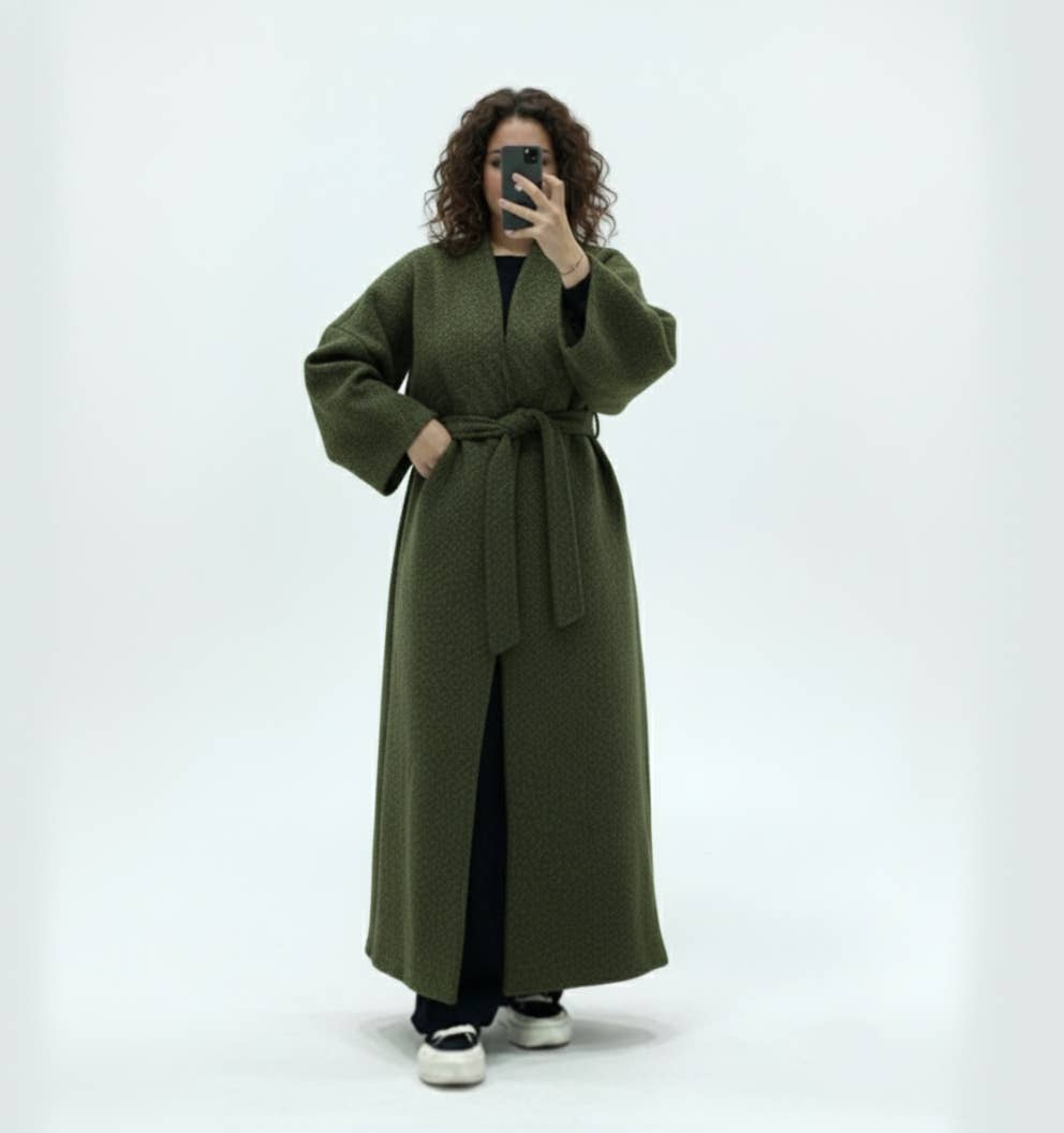 IDEAL OUTFIT - Vente Manteau – femme - Manteau long en laine avec ceinture ref:Ma 25186