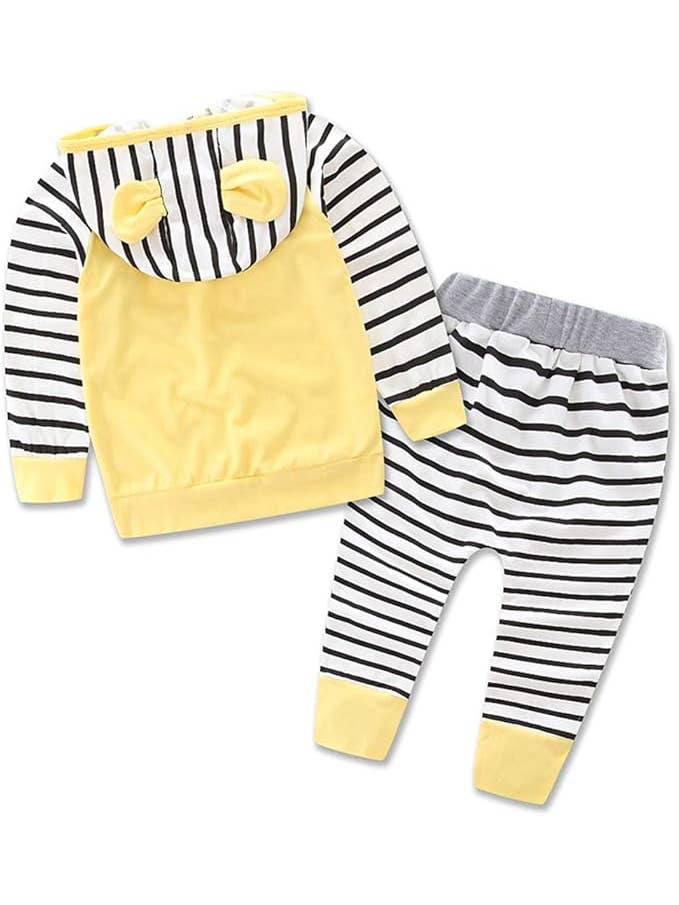 Fennco Styles - Wholesale Clothing Set - Baby - Yellow Striped 2pcs Baby Hoodie and Pants