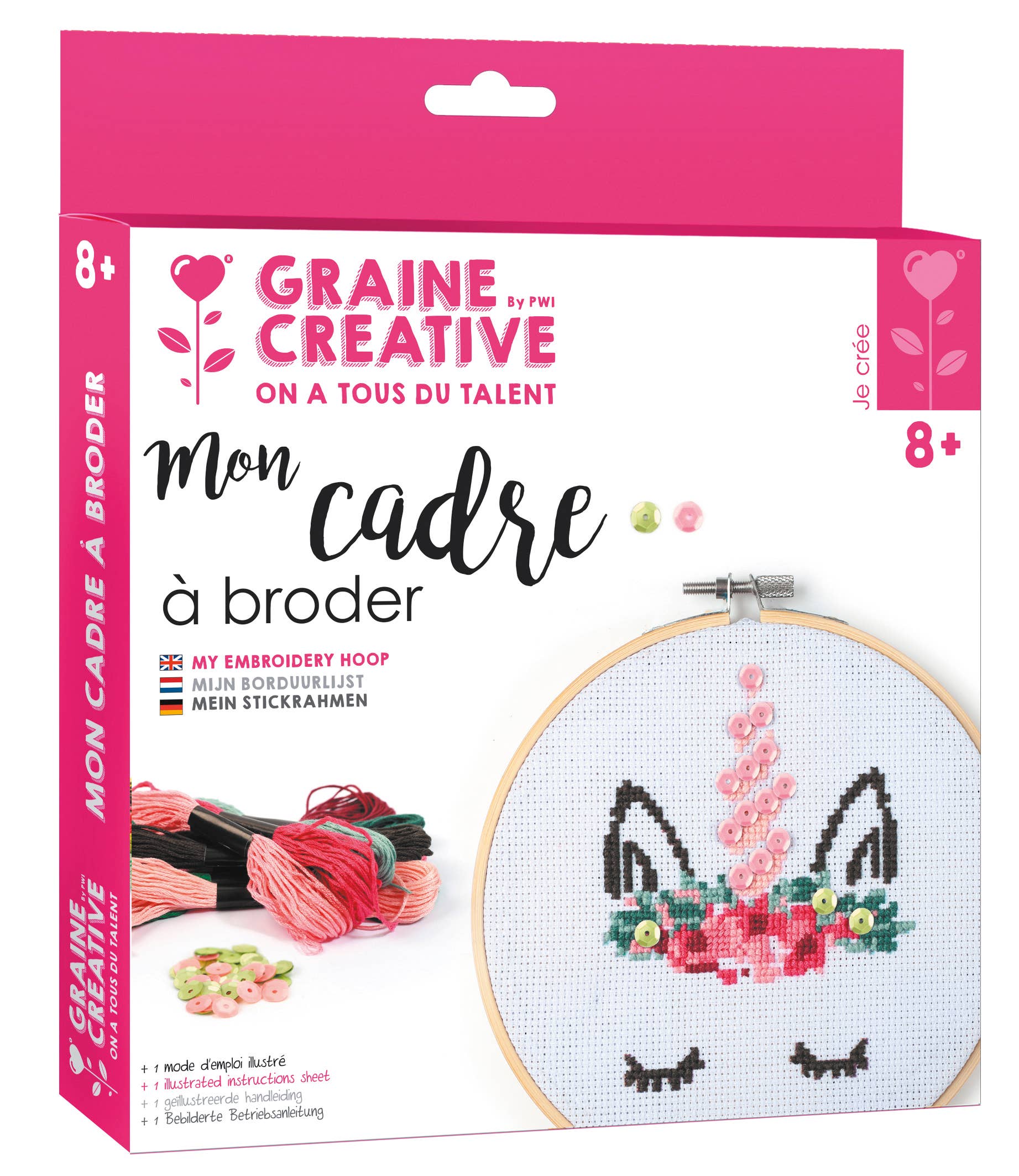 Graine Créative - Wholesale Yarn - UNICORN WOODEN EMBROIDERY DRUM KIT Ø 155mm0