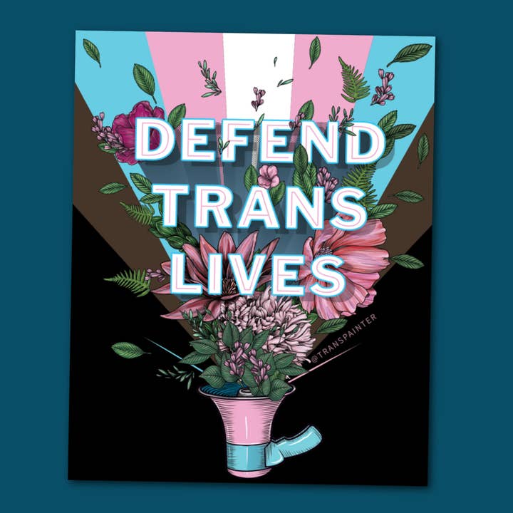 Defend Trans Lives Sticker | LGBTQ+ Bumper Stickers for wholesale by Transpainter