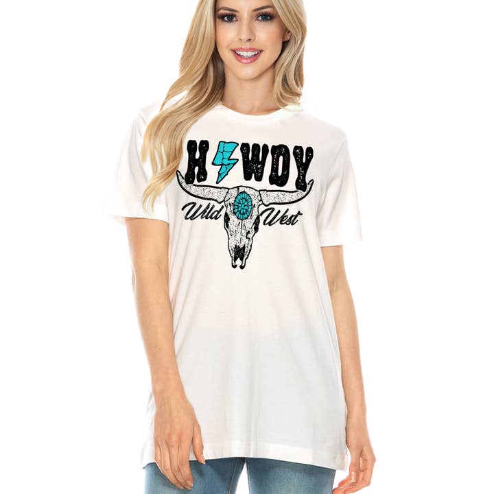 Amused by Blue - Wholesale Screen Printed T-Shirt - Women's - HOWDY WILD WEST6