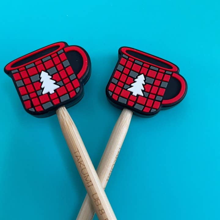 Kawaii Cute Christmas Tree Red Plaid Mug Gifts for Knitters for wholesale by Comma Craft Co