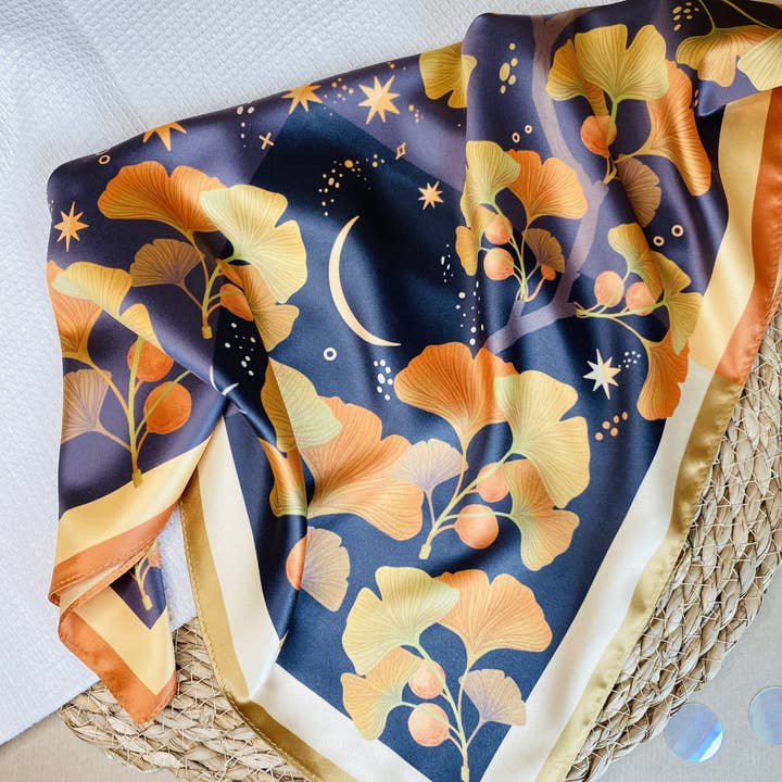 Split Moon Studios - Wholesale Scarf - Women's - Golden Leaf Ginko Motive Scarf10