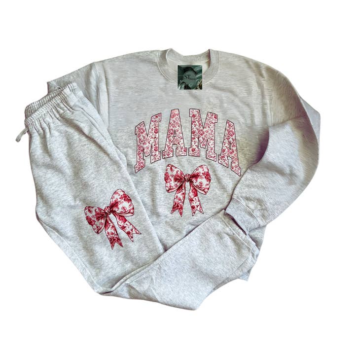 Pink Floral Mama Bow Sweater & Jogger Pants Sold Separately - Plus Size Options for Women's Clothing - Womenswear for wholesale by ST designs