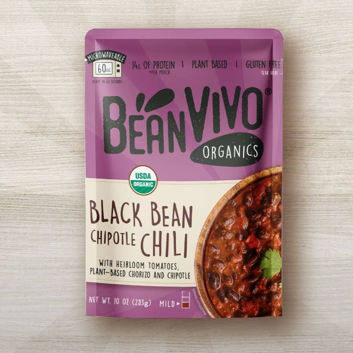 Organic Beans - Black Bean Vegan Chipotle Chili (6-Pack) for wholesale by BeanVIVO Organics