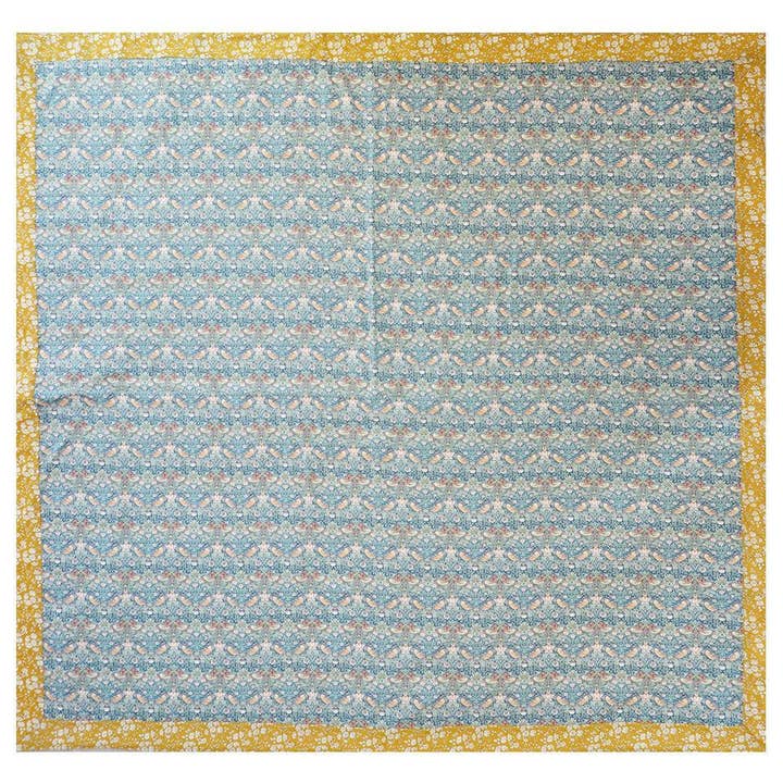 Coco & Wolf - Wholesale Picnic Blanket - Picnic Blanket made with Liberty Fabric STRAWBERRY THIEF & CAPEL MUSTARD4