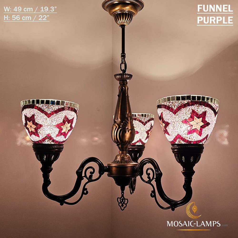 Mosaic Lamps – Candeeiro/lâmpada suspensa por atacado – Mosaico 3 Globo Feito à Mão Turco Marroquino Árabe Oriental Boh36