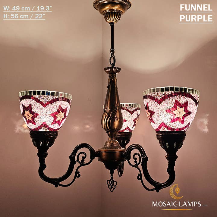 Mosaic Lamps – Candeeiro/lâmpada suspensa por atacado – Mosaico 3 Globo Feito à Mão Turco Marroquino Árabe Oriental Boh36