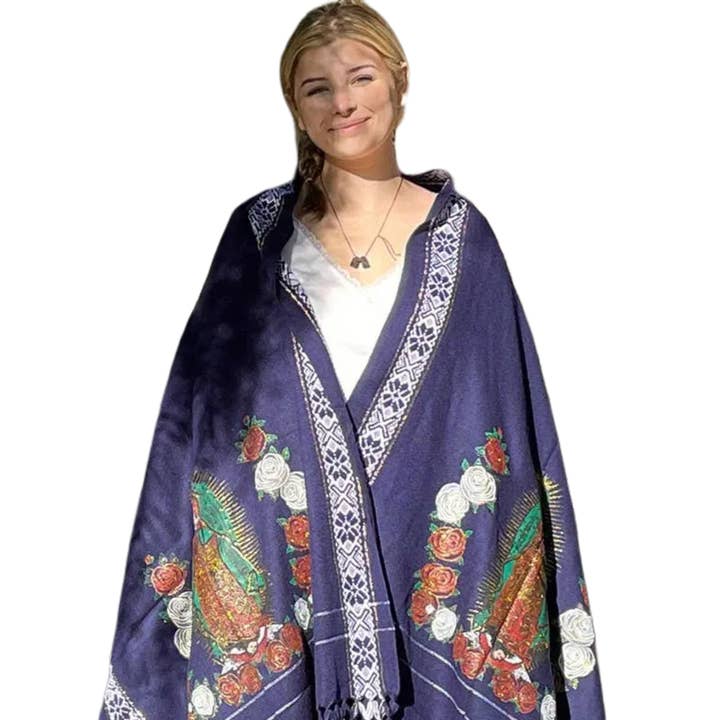 Oremus Mercy - Vente Châle – femme - Châle à la mode OLOG - BLEU 80" x 30″