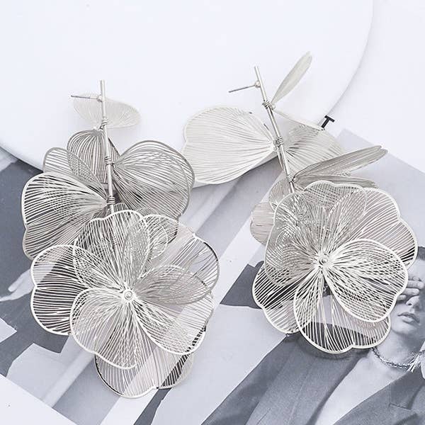 UZ Wholesale Store - Wholesale Dangle Earrings - Solid Color Three-Dimensional Flower Drop Earrings2