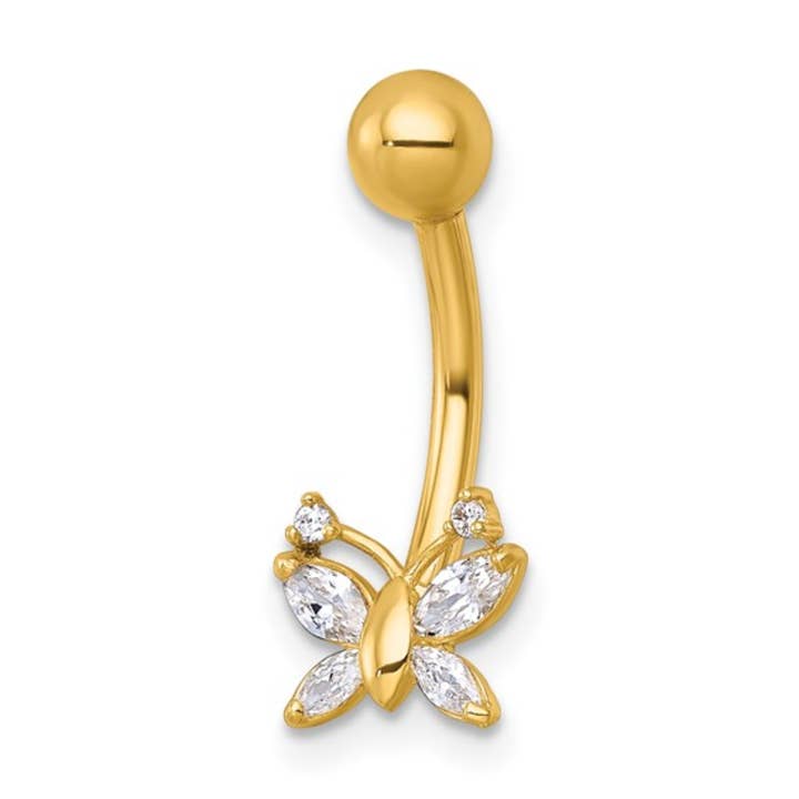 10K Yellow Gold Butterfly Belly Ring for Women-Body Jewelry for wholesale by FCJ Jewelry LLC