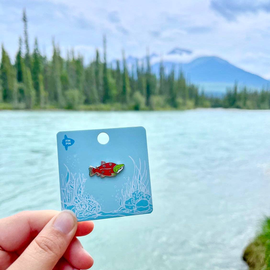 Fin Pin Shop - Wholesale Lapel Pin/Button - Sockeye salmon enamel pin