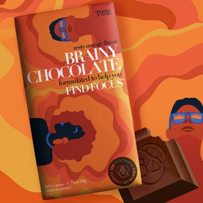 The Functional Chocolate Company - Wholesale Oral Supplement/Vitamin - Brainy Chocolate - Focus Formula - Zesty Orange