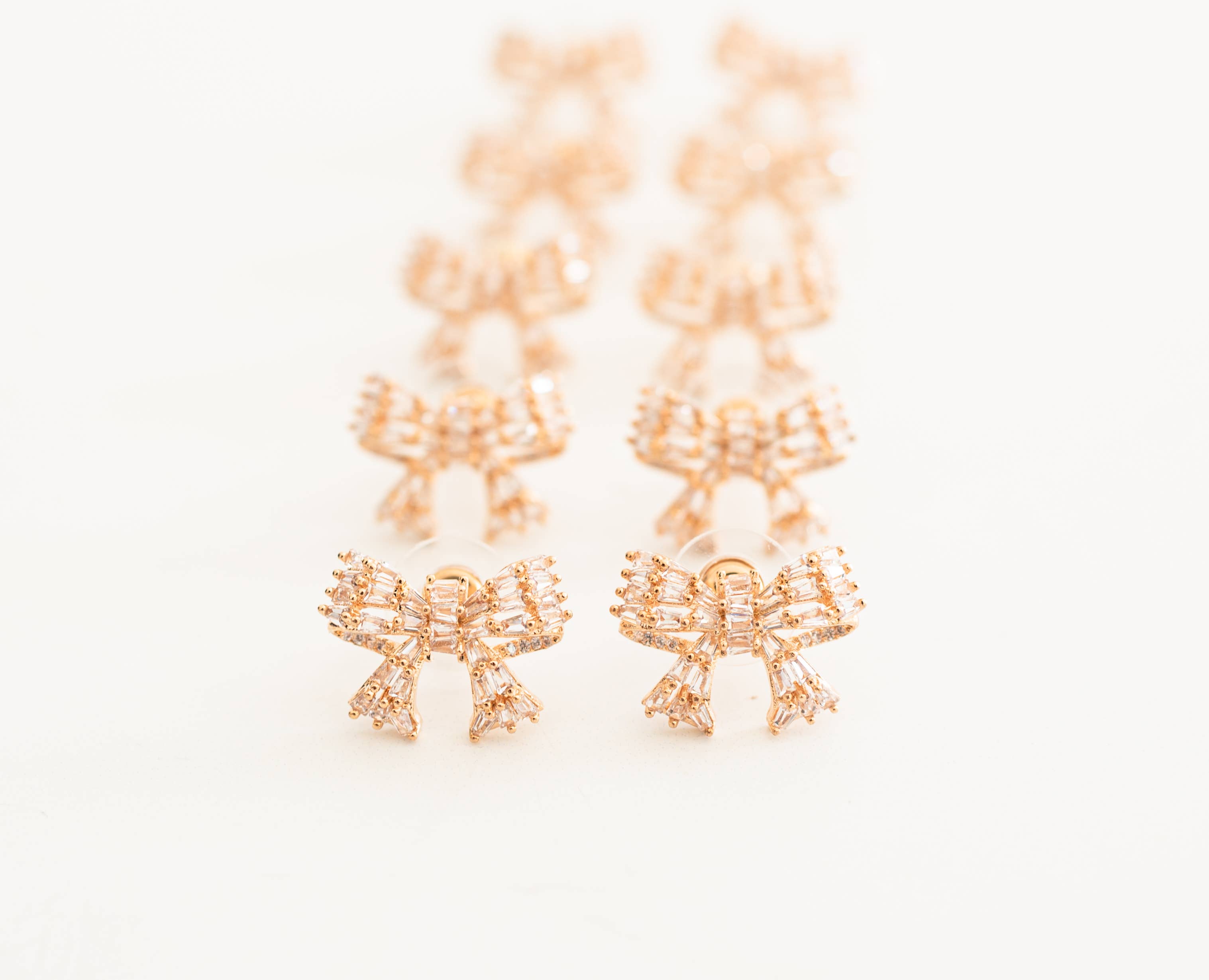 St Armands Designs of Sarasota - Wholesale Stud/Post Earrings - Gold Mini Sparkler Statement Stud Holiday Bow Earrings3